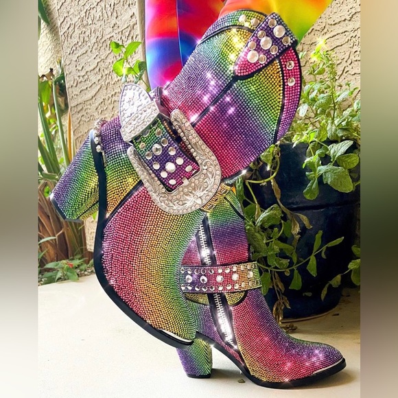 Club Exx Shoes - Club Exx RAINBOW 🌈 SHERIFF Bling Shine Rhinestone Cowgirl Western Boots Cowboy